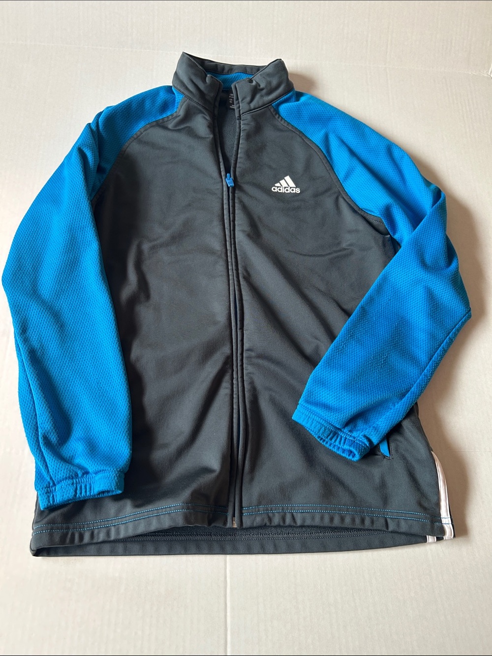 adidas Black & Blue Kids Full-Zip Puffer Jacket